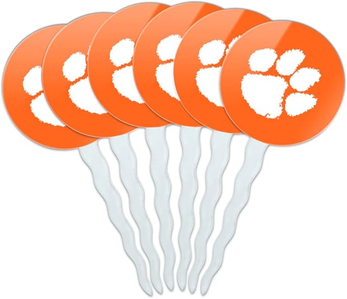 Clemson University Primary Logo Cupcake Picks Toppers Decoration Set of 6
