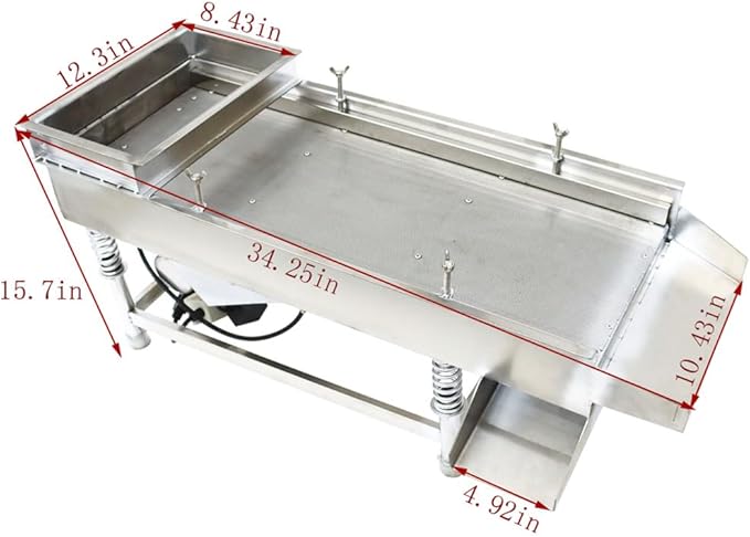 Electric Vibrating Sifter with 1mm Screen Straight Vibrating Sieve Shaker Stainless Steel Linear Sifter Machine Linear Shaker Single Motor 110v