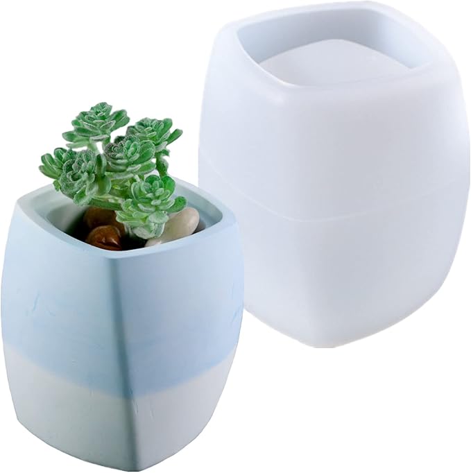 Rectangular Geometric Vase Concrete Flower Pot Mold Plaster Succulent Planter Cement Clay Mold Candle Pen Holder Epoxy Resin Storage Box Mould
