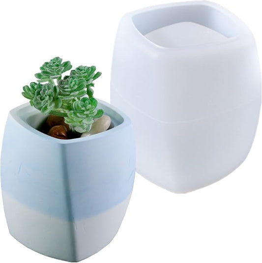 Rectangular Geometric Vase Concrete Flower Pot Mold Plaster Succulent Planter Cement Clay Mold Candle Pen Holder Epoxy Resin Storage Box Mould