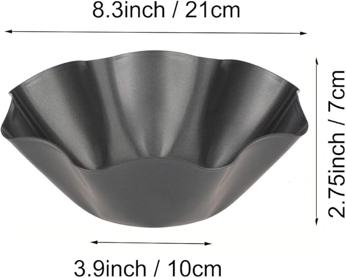Tortilla Pan Set - 6 Pack Carbon Steel Non-Stick Taco Salad Bowl Tortilla Shell Maker Black Baking Pans with a Silicone Potholder and a Basting Brush (Large)