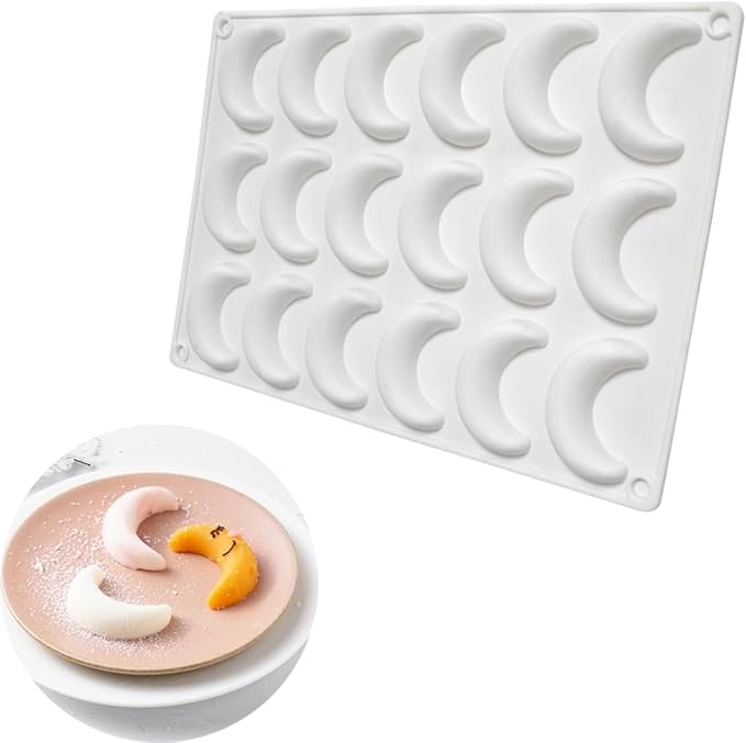 mostsom Silicone Chocolate Moon Mould Silicone Mold DIY Baking Molds for Chocolate Cake Dome Mousse (Moon F_11.28X7.68X0.52 inch)
