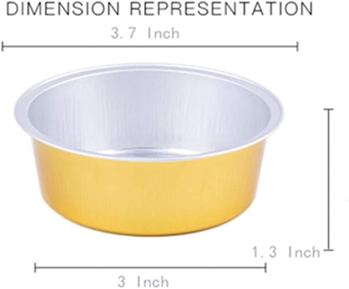 KEISEN 3 4/5" Disposable Aluminum Foil Cups 150ml 5oz 100/PK for Muffin Cupcake Baking Bake Utility Ramekin Cup 100/PK (gold)