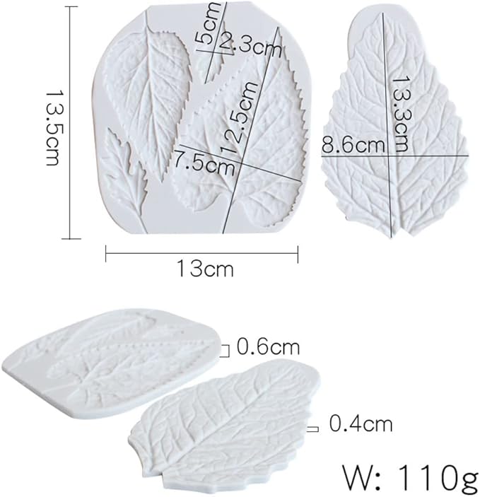 Leaf Silicone Mold Rose Flower Fondant Molds DIY Cake Decorating Tools Sugarcraft Candy Resin Clay Chocolate Gumpaste Moulds (2pcs(13 * 13.5cm,8.6 * 13.3cm))