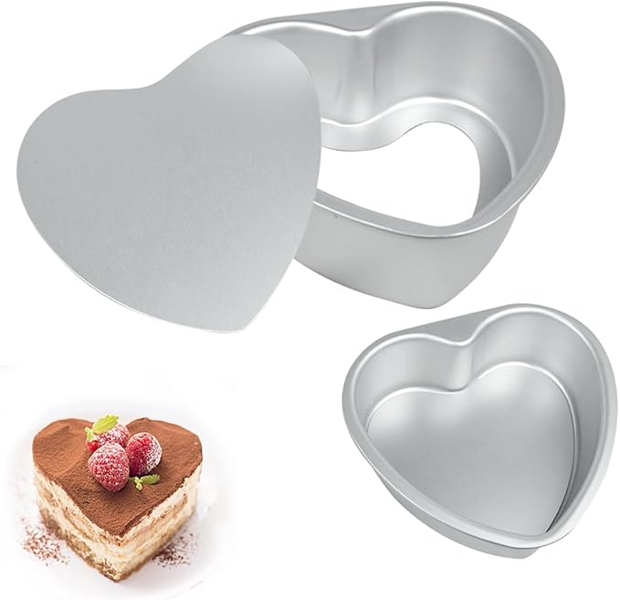 Heart Cake Pan 6+8inch Heart Shaped Cake Pan Removable Bottom Deep Mold Aluminum
