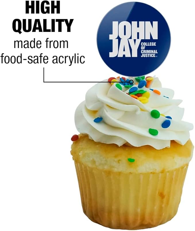 John Jay College of Criminal Justice Primary Logo Cupcake Picks Toppers Decoration Set of 6