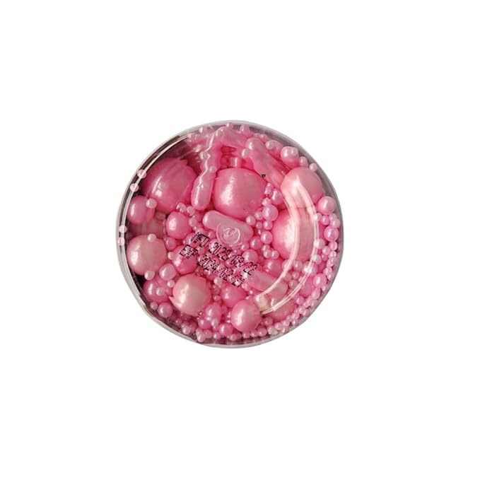 Edible Pink Pearl Sugar Sprinkles Candy Mix Size Baking Edible Cake Decorations Cupcake Toppers Cookie Decorating Wedding Party Valentine Halloween Christmas Supplies 85g/3oz