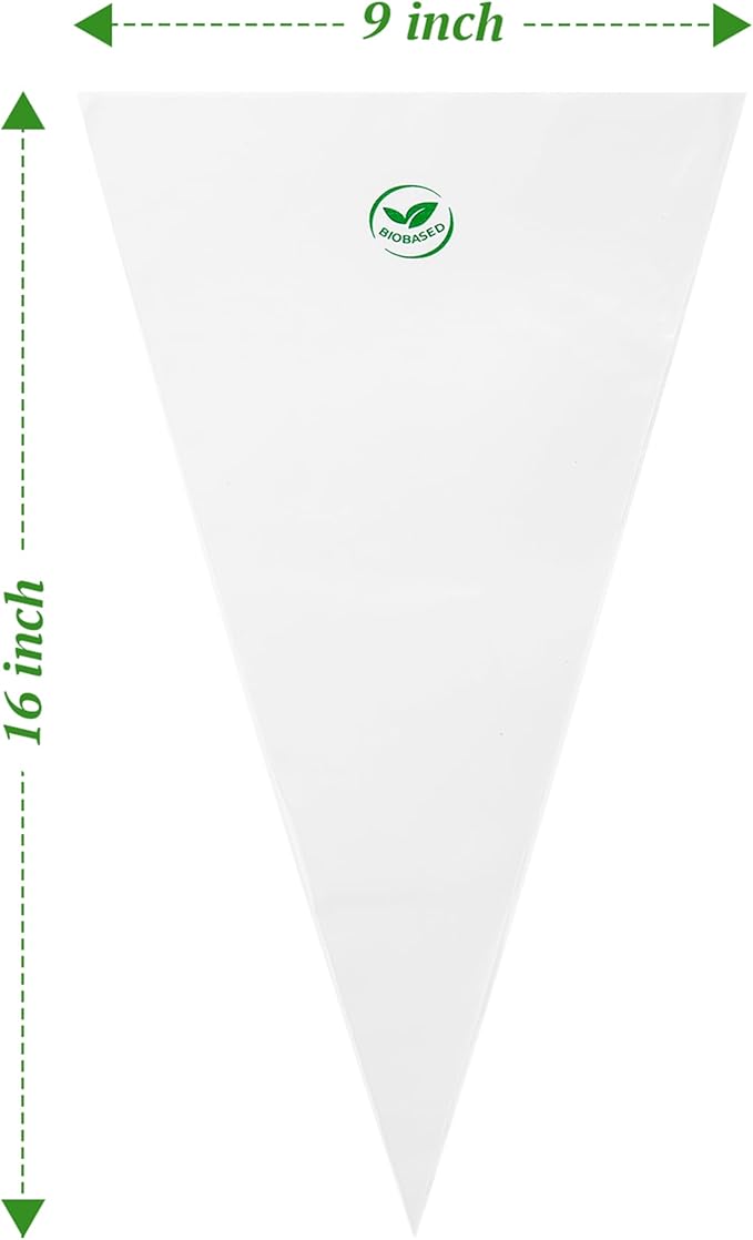 Biobased Disposable Piping Bags 16 Inch, Eco-Friendly Cake Decorating Pastry Bags, Anti-Burst, Pack of 150