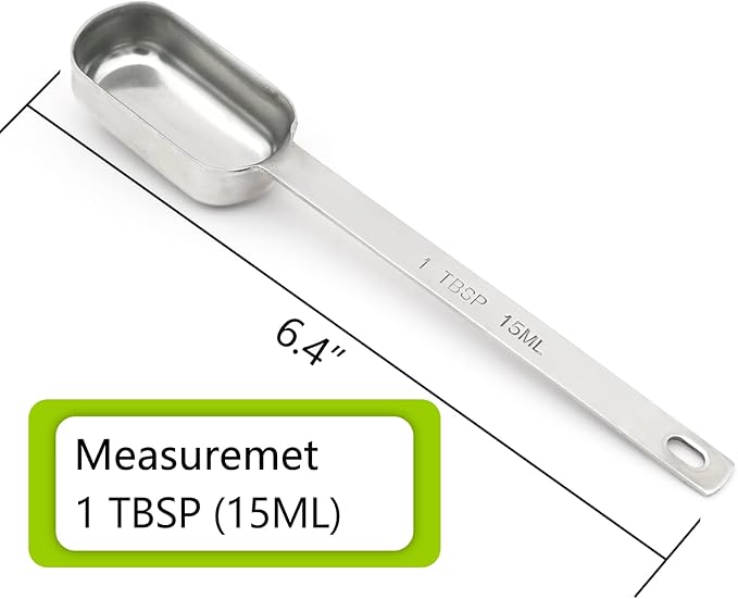 5PCS 1tbsp (3tsp, 15ml, 1/2oz) Single Measuring Spoon, Stainless Steel Long Handle Individual Teaspoons Only
