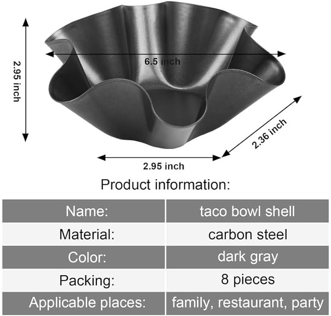 RUVINCE Nonstick Tortilla & Taco Shell Maker Set of 6, 8.75-Inch Heavy-Duty Bakeware for Mexican Cuisine