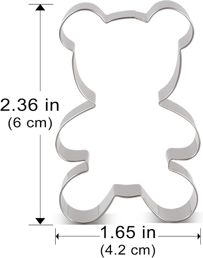 LILIAO Teddy Bear Cookie Cutter for Baby Shower - 1.65 x 2.36 inches - Stainless Steel