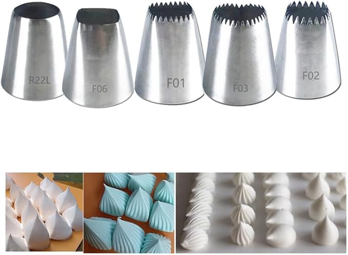 Piping Tips Large Cake Decorating Tools, Stainless Steel Square Round Frosting Tips for Cupcakes Pastry Fondant Cakes, Icing Tools (R22L)