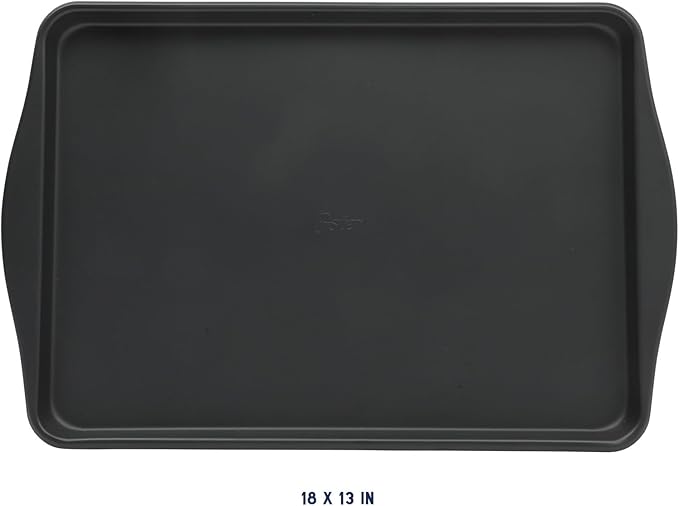 Oster Teston Nonstick Cookie Sheet, 18 x 13 Inch Carbon Steel Baking Pan, Matte Black, Warp-Resistant, PFAS-Free, Oven-Safe