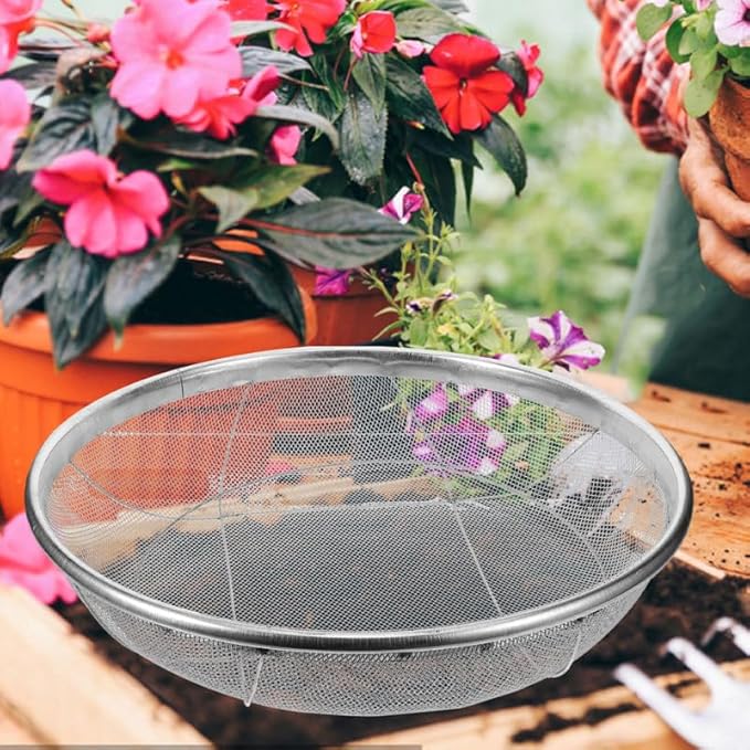 Stainless Steel Sifting Tool 18 Inches Diameter Garden Soil Sieve Manual Soil Sieve Sturdy and Stylish Great for Planting and Potting