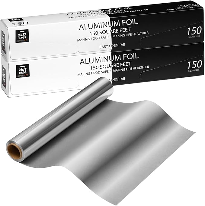 300 Sq Feet, Standard Aluminum Foil, High Heat Resistance, Home & Commercial Use / 12" x 150' (2 Pack)