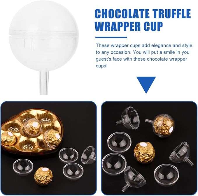 25PCS Clear Chocolate Box Holder Truffle Wrappers plastic Chocolate Candy Cups Mini Cupcake Muffin Holders Valentines Day Wrapping supplies