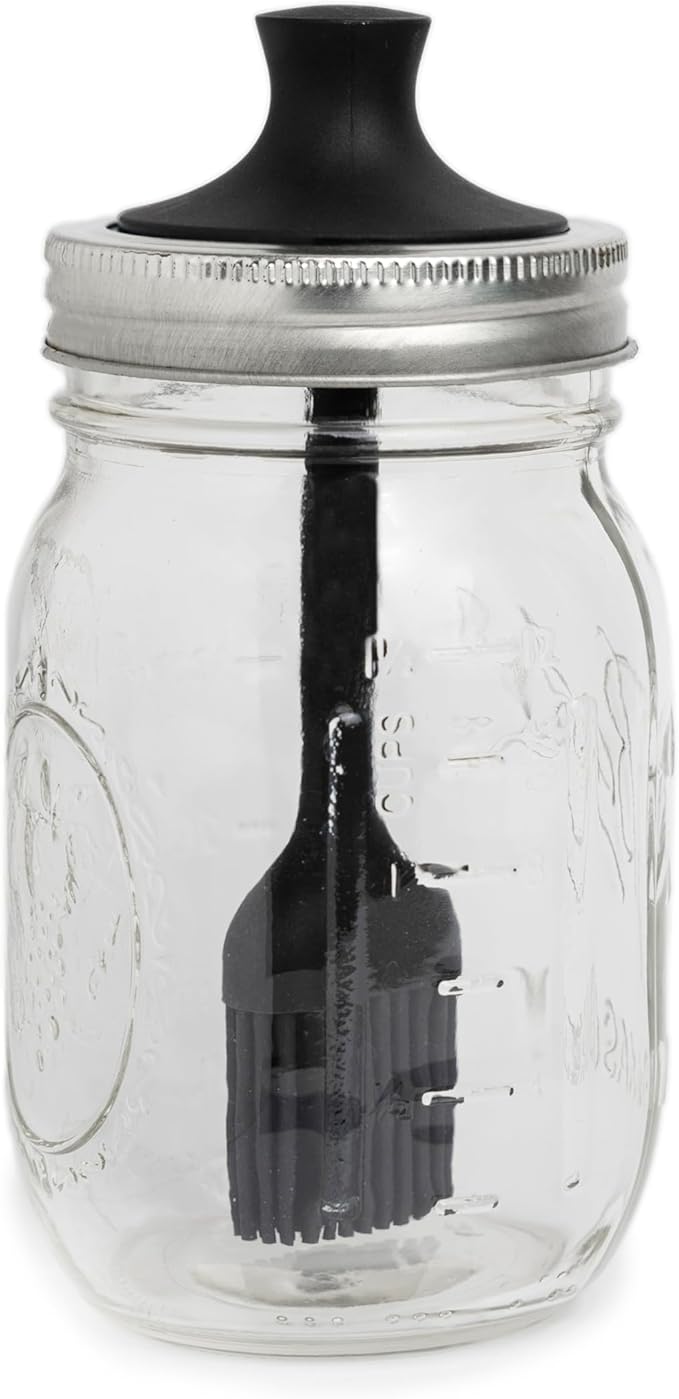 Jarware Silicone Black Basting Brush Lid For Regular Mouth Mason Jars