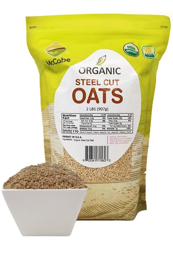McCabe Organic Steel Cut Oats - Steel Cut Oats Organic | Rich with Fiber & Minerals | USDA and CCOF Certified | Product of USA | 2lbs