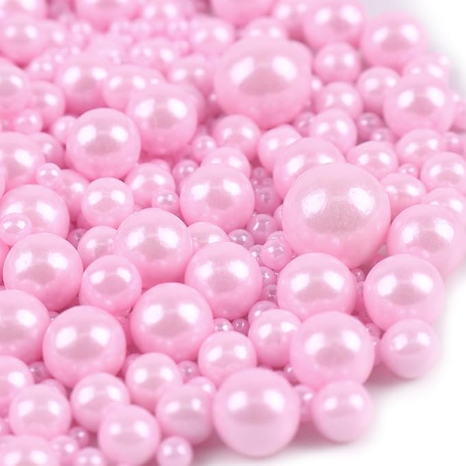 Pink Sprinkles for Cake Decorating 3.5 Ounces, Edible Sugar Pearls Mixing Sizes for Cupcake Topper, Cookies, Ice Cream Toppings Cake Decorations for Party Celebrations
