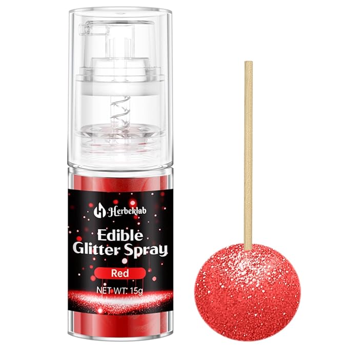 Red Edible Glitter - 15g Edible Glitter Spray Food Grade Red Drink Glitter for Cakes, Cookies, Cake Pops, Chocolate, Strawberries, Cocktails & Beverages