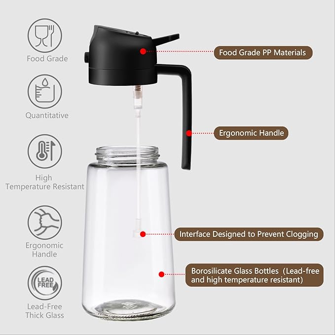 2PCS Olive Oil Sprayer for Cooking, 470ml 2 In 1 Glass Oil Sprayr & Pour for Kitchen, Air Fryer, Cooking, Salad, BBQ (Black,Green)