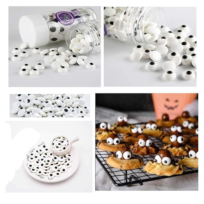 6.9 Ounce Halloween Eyeballs Sprinkles 2 Bottle Candy Edible Eyeballs Eyes Cake Cupcake Toppers Cookie Dessert Decorations,Two Size Mixed
