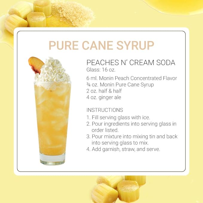 Monin - Pure Cane Syrup, Pure and Sweet, Great for Coffee, Tea, and Specialty Cocktails, Gluten-Free, Non-GMO (1 Liter)