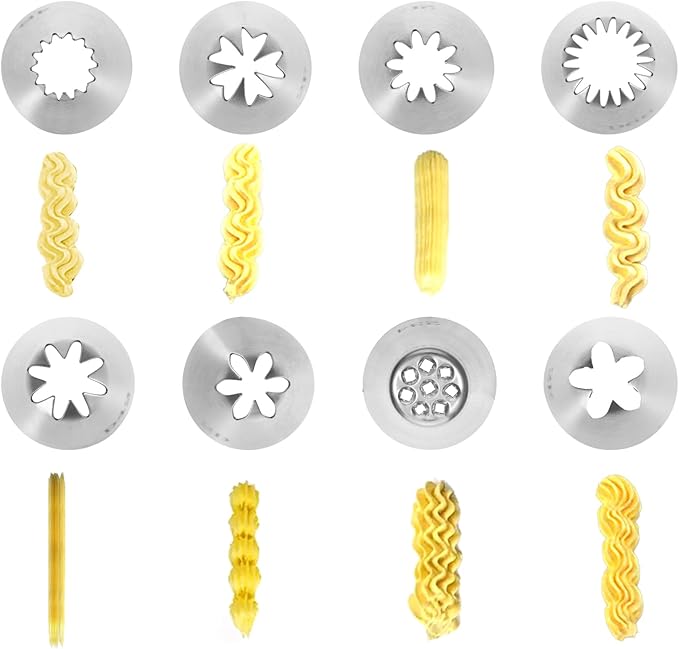 8 PCS Large Piping Tips Set with Bags, Frosting Piping Kit, Stainless Steel Icing Tips for Cake Decorating, Frosting, Multi-opening, Various Models
