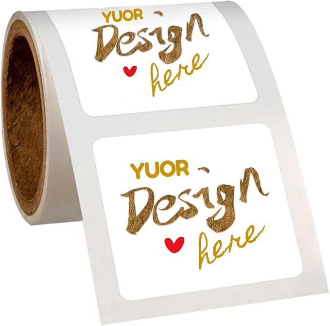 Custom Sticker Rolls Labels Personalized Any Logo, Picture, Text Customized Name Labels 100-500pcs Waterproof (Square)