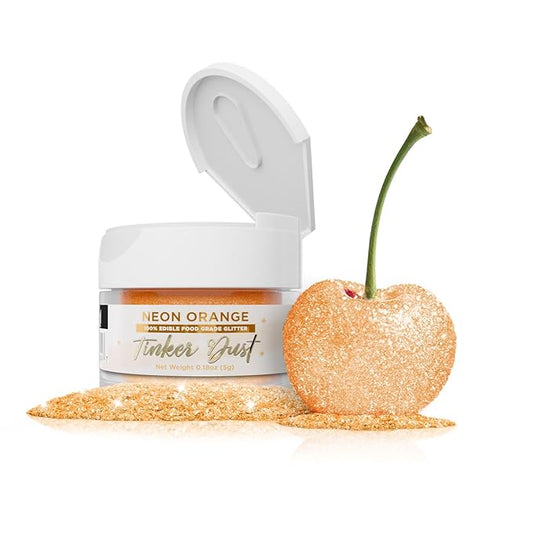 Bakell - Neon Orange Tinker Dust (5g, 1x Jar) Edible Glitter for Food, Desserts, and Beverages!