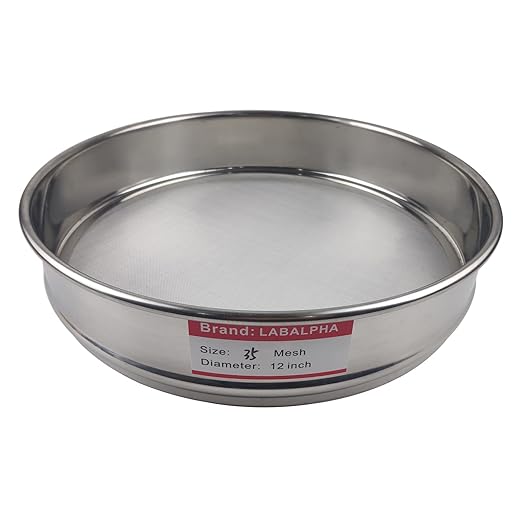LABALPHA 35 Mesh Lab Sieves, 35 Mesh Test Sieve, 12'' Diameter, 304 Stainless Steel Wire Cloth (0.5mm)