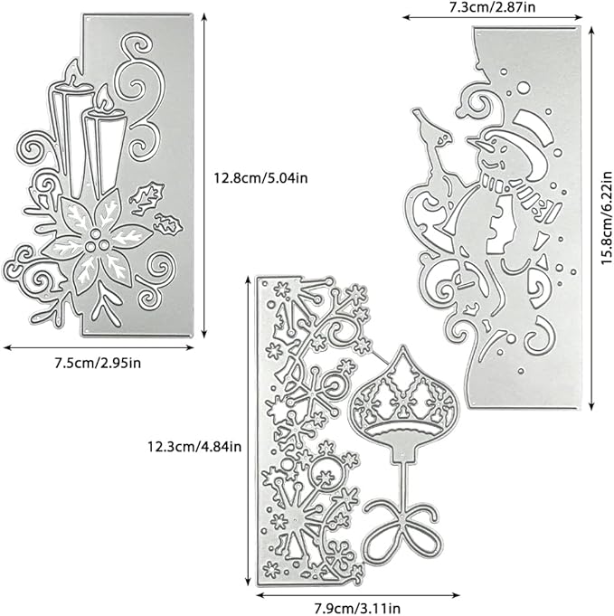 3 Pcs Die Cuts for Card Making, SENHAI Christmas Metal Cutting Dies Scrapbooking Die-Cuts Snowflake Stencil for DIY Christmas Decorations Paper Craft, Embossing, Holiday Decorations