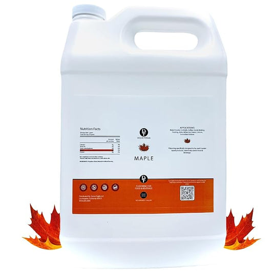 Dolce Flav Maple Extract 1 Gallon – Kosher, Sugar-Free, Concentrated Rich Maple Flavoring for Baking, Coffee & Desserts