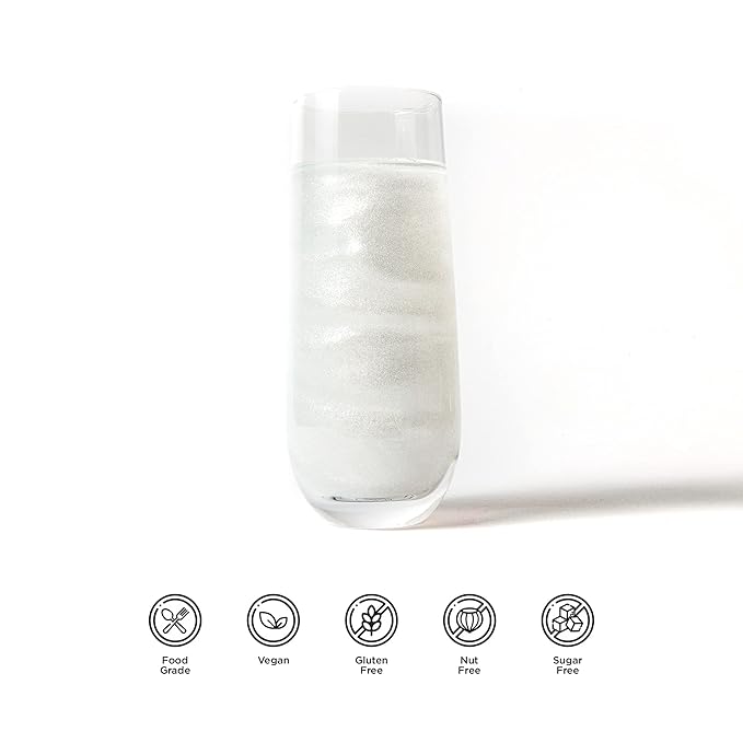Blacksherbet Bright White Edible Glitter for Drinks 5 Grams | KOSHER Certified | Drink Glitter and Dust for Cakes, Strawberries, Cupcakes, Chocolate & Cake Pops