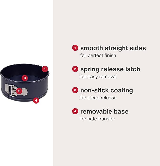 Zyliss E980194 Non-Stick Springform Cake Tin | 23cm/9in | Carbon Steel | Dark Blue | Baking Tin/Bakeware/Cake Mould | Dishwasher Safe | 5 Year Guarantee