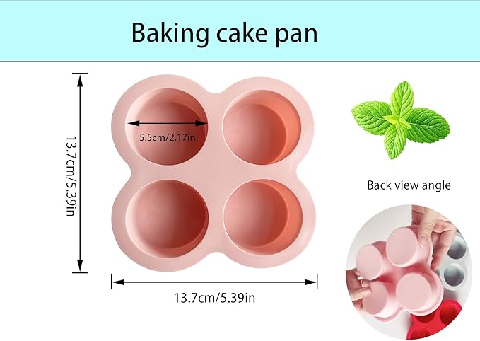 Reusable Silicone Air Fryer Egg Mold, Silicone Muffin Pans for Baking, Hamburger Bun Pan（Red + Pink + Grey）