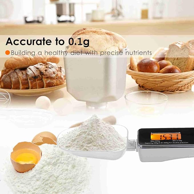 Dioche Digital Measuring Spoon, from 0.05g to 500g Food Scale Gram Measuring Spoons With Measuring Capacity for Home & Bakery (Black)
