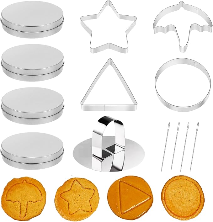 Dalgona Candy Mold Kit | Stainless Steel Cookie Cutters Biscuit Mold,Chocolate Mold,Cookie Cutter,Sugar Biscuit Kit, DIY Sugar Cookie Mold Set for Halloween Party, Korean Drama Baking Supplie (13 Set)