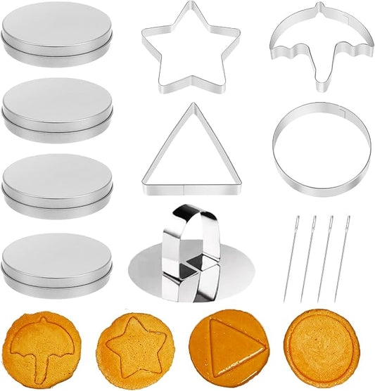 Dalgona Candy Mold Kit | Stainless Steel Cookie Cutters Biscuit Mold,Chocolate Mold,Cookie Cutter,Sugar Biscuit Kit, DIY Sugar Cookie Mold Set for Halloween Party, Korean Drama Baking Supplie (13 Set)