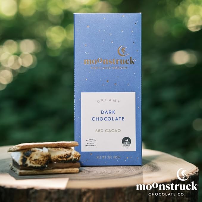 Moonstruck Chocolate Dark Chocolate Bar, 68% Cacao, 3.0oz (Pack of 12)