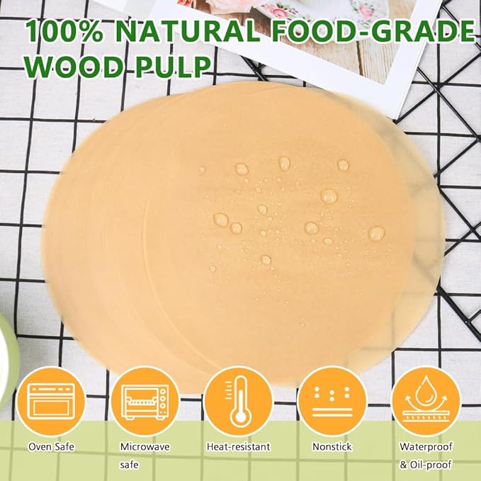BYKITCHEN 7 Inch Parchment Paper Rounds, Set of 200, Hamburger Patty Paper/Burger Press Liners, Non Stick Round Cake Pan Liners for Smash Burger Press, Burger Patty Maker, Springform Pan and More