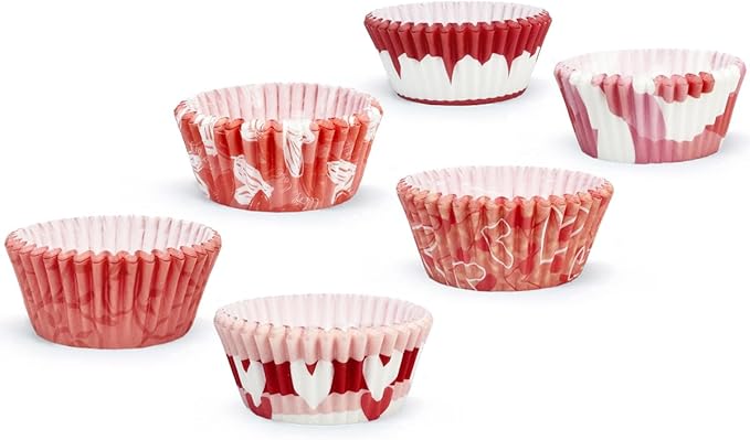 qiqee Valentine 300-Count Cupcake Liners Standard Cupcake Cups 6 Design Cupcake Papers Baking Cups Cupcake Wrappers (Standard Size)