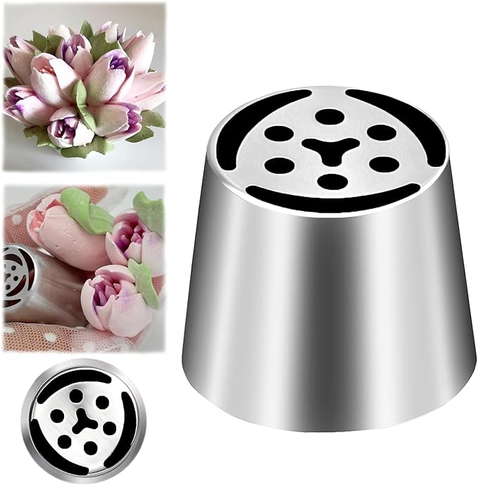 Suuker Russian Piping Tip, Stainless Steel Extra Large Piping Tip for Cake Decorating, Pastry Cupcake Flower Frosting Tips Cake Decorating Supplies Floral Icing Nozzles Kitchen Gadgets, SL4
