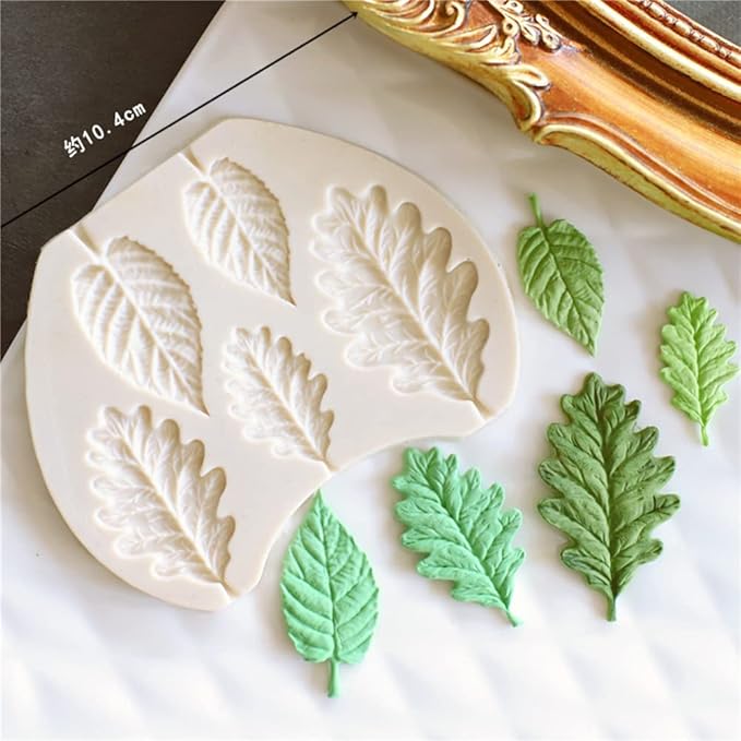 Leaf Silicone Mold Rose Flower Fondant Molds DIY Cake Decorating Tools Sugarcraft Candy Resin Clay Chocolate Gumpaste Moulds (4.2 x 3.28 x 0.24 inches)