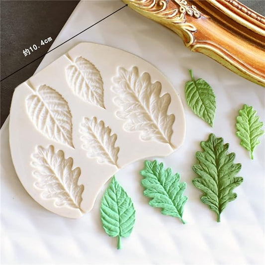 Leaf Silicone Mold Rose Flower Fondant Molds DIY Cake Decorating Tools Sugarcraft Candy Resin Clay Chocolate Gumpaste Moulds (4.2 x 3.28 x 0.24 inches)