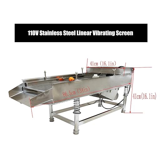 JG30-75 Linear Vibrating Screen Electric Sifter Sieve Powder with one 3mm Screen 80W Single Motor Stainless Steel
