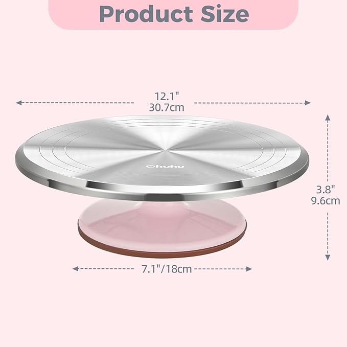Ohuhu Cake Stand, Aluminium 12''Cake Turntable Decorating Bakery Supplies - BPA-Free Frosting Spinner Rotating Revolving Lazy Susan Christmas Gifts