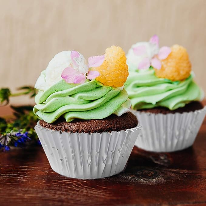 Silver Foil Cupcake Liners,GOLF Standard Size Silver Foil Cupcake Liners Wrappers Metallic Baking Cups,Muffin Paper Cases, 500 Pack