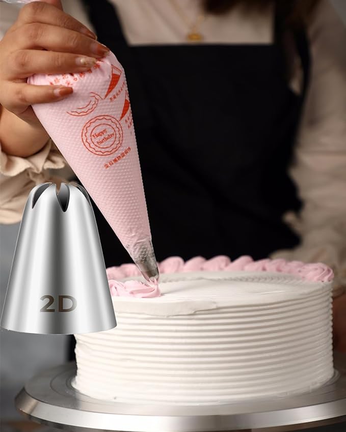 4pcs 2D Cake Piping Tips, Cake Decorating Kit,Stainless Steel, Piping Bags And Tips Set,Frosting Piping Kit,for Cookie Cup cake