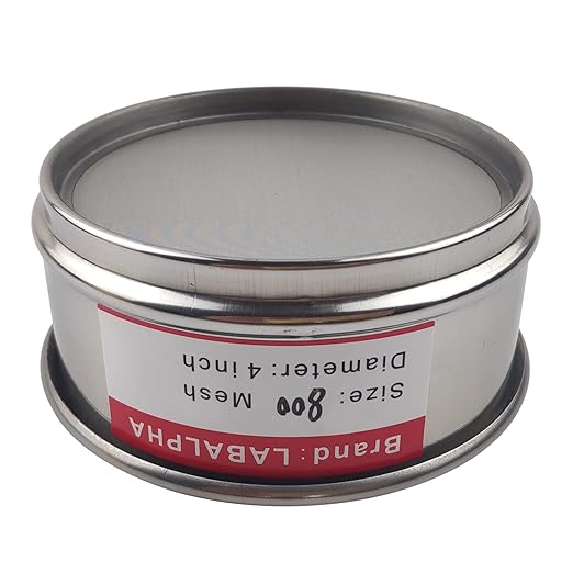 LABALPHA 800 Mesh Lab Sieves, Test Sieve #800 Mesh, 4'' Diameter, 304 Stainless Steel Wire Cloth (0.02mm)